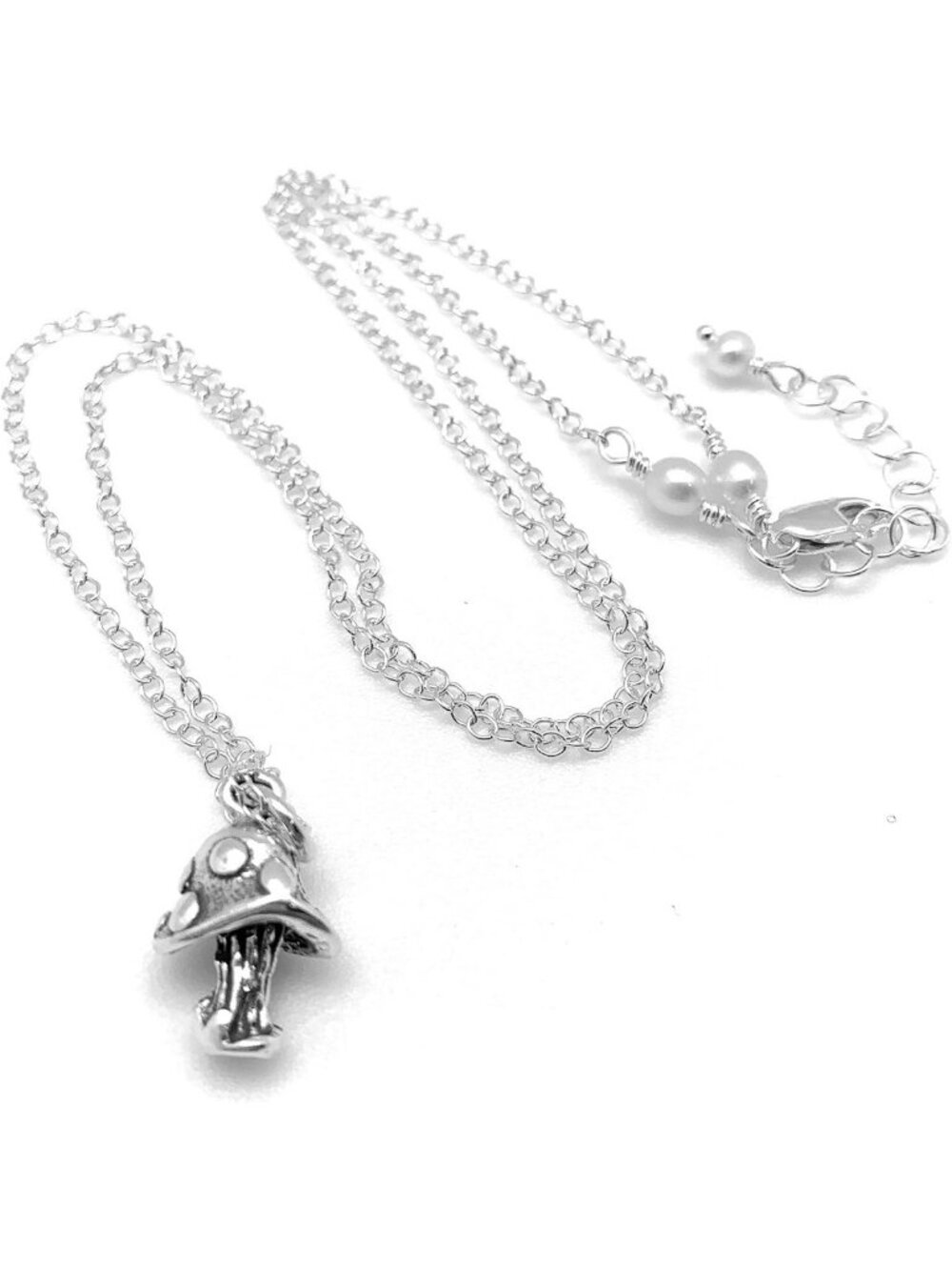 Charming 3D Mushroom Pendant Necklace in Sterling Silver - Nature-Inspired